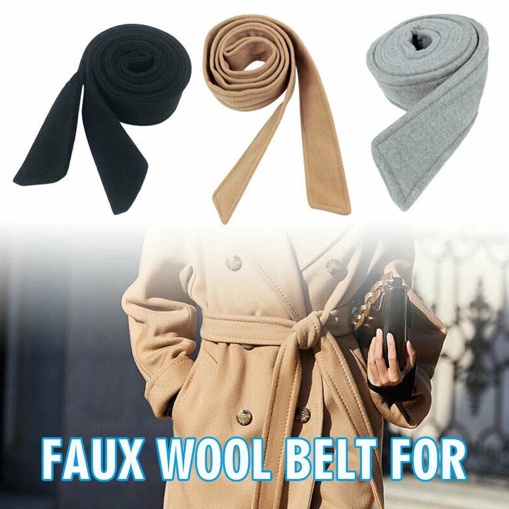 1pc Sash Tie Belt Trench Coat Overcoat Unisex Faux Wool Belt With Buckle Bowknot Strap Jacket Dress Waistband Apparel Accessory