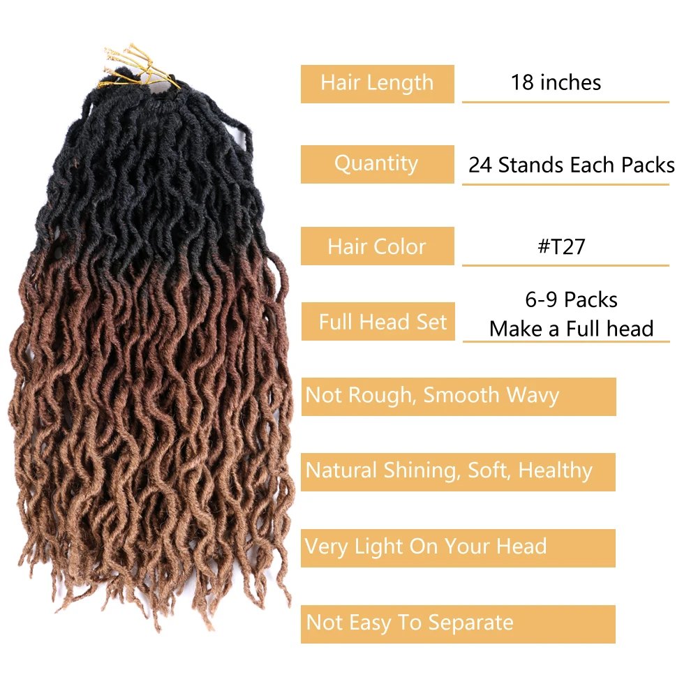 Dairess 18 Faux Locs Crochet Hair Dreadlocks Wavy Gypsy Locs