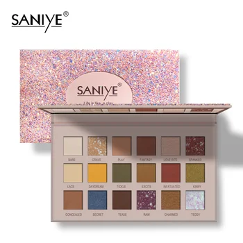 

SANIYE 18 Color Pink Shining Eyeshadow Pearlescent Makeup Glitter Pigment Eyeshadow Palette Waterproof Cosmetics eye shadow T084