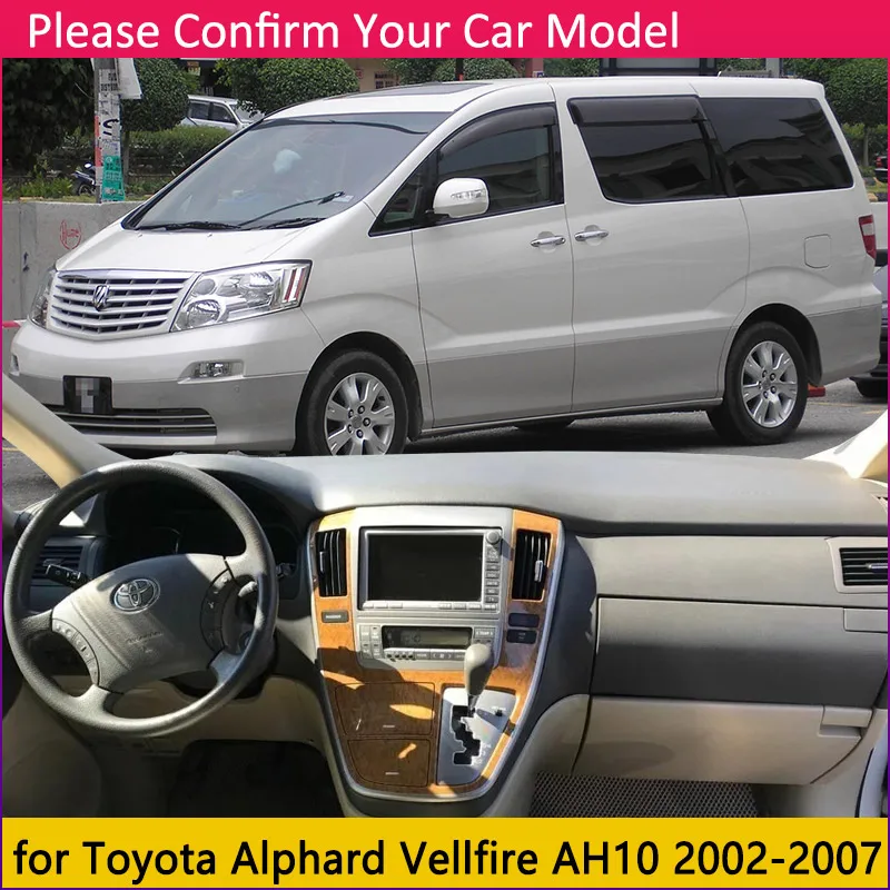 Для Toyota Alphard Vellfire 10 20 30 2002~ AH10 AH20 AH30 Противоскользящий коврик на приборную панель солнцезащитный коврик для приборной панели автомобиля аксессуары - Название цвета: AH10 2002-2007