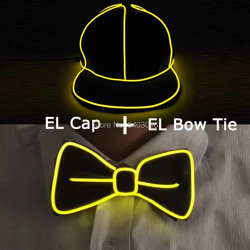 

Flashing Necktie ELWire LED Tie + LED Hop Hop Cap Glowing Party Supplies Lighting Novelty Gift for Men Bright Light Glow Party