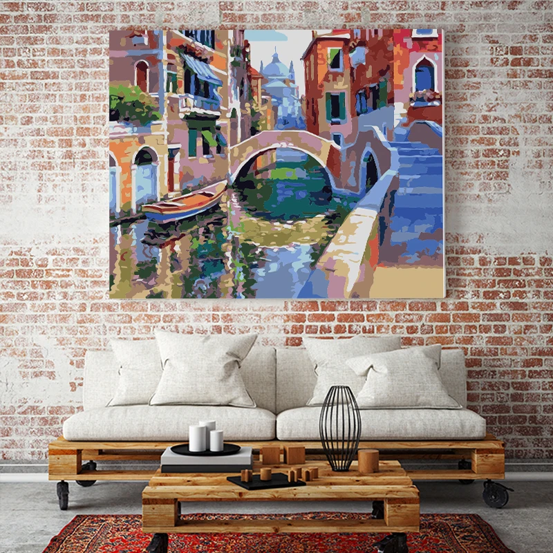 Painting by numbers Venice Water City Scenery Town street view impression handmade oil paintings by numbers wall home decor