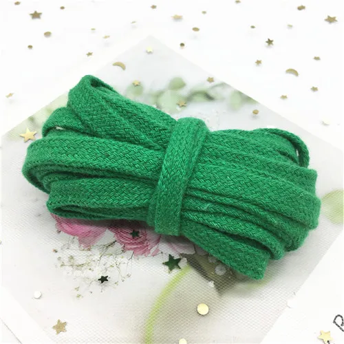 10 мм цветная хлопковая плетеная веревка, полый плоский витой шнур, спортивный пояс, сделай сам, швейная лента, веревка, обувь, шляпа, украшение, 5 ярдов - Цвет: Green 5yards