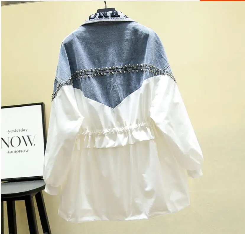 Новая коллекция, рваная Джинсовая Верхняя одежда, Свободный плащ с сужающимися буквами и вышивкой для женщин в la