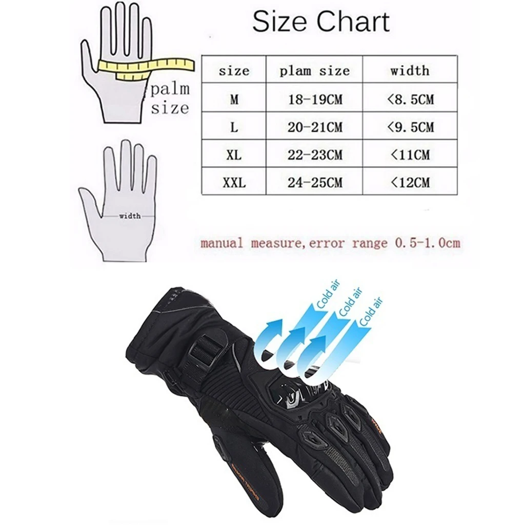 1 Pair Motorcycle Gloves Men 100% Waterproof Windproof Winter Gant Moto Gloves Touch Screen Guantes Moto Motorbike Warm Glooves