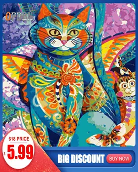 

OPDBN Wall Art Canvas Painting by Number Posters Handpainted Oil Painting Picture for Living Room Home Decor No Frame