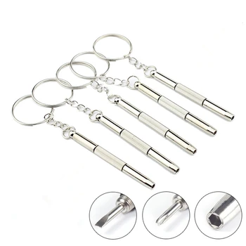 

Fashion 3 In1 Eyeglass Screwdriver Multifunction Hand Tools Sunglass Watch Repair Kit with Keychain 6cm X 0.5cm 1PC