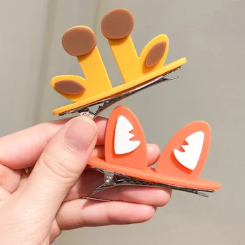 

2020 Korean Cute Cartoon Stereoscopic Animal Ear Hairpin Simple Acrylic Duckbill Clip Dress Up Headdress Hair Accessories