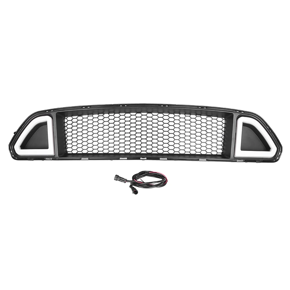 Front Grille Center Grill w/ LED Light Lamp for Ford Mustang 2015 2016 2017 White /Green