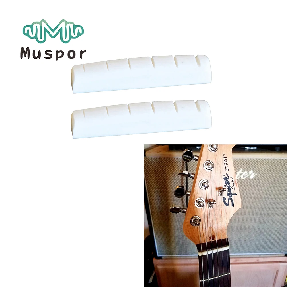 

6 Strings Electric Guitar Bone Nut for LP Epiphone Les Paul, SG, ES Guitars Flat Bottom Buffalo Bone Nut 43x6x8.5mm Beige White