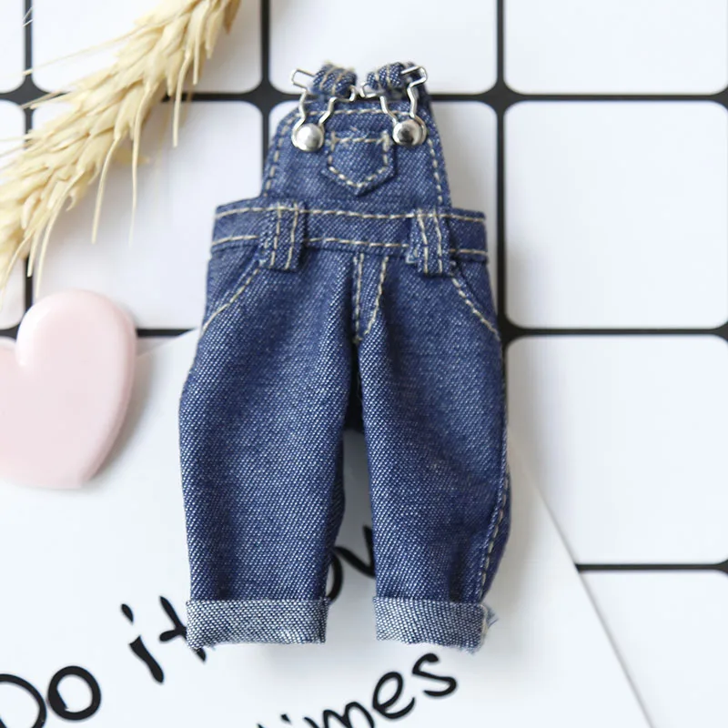 ob11 doll clothes  bjd clothes  Fashion strap denim trousers for obitsu11,piccodo, GSC,  1/12bjd doll clothes accessories pants 9