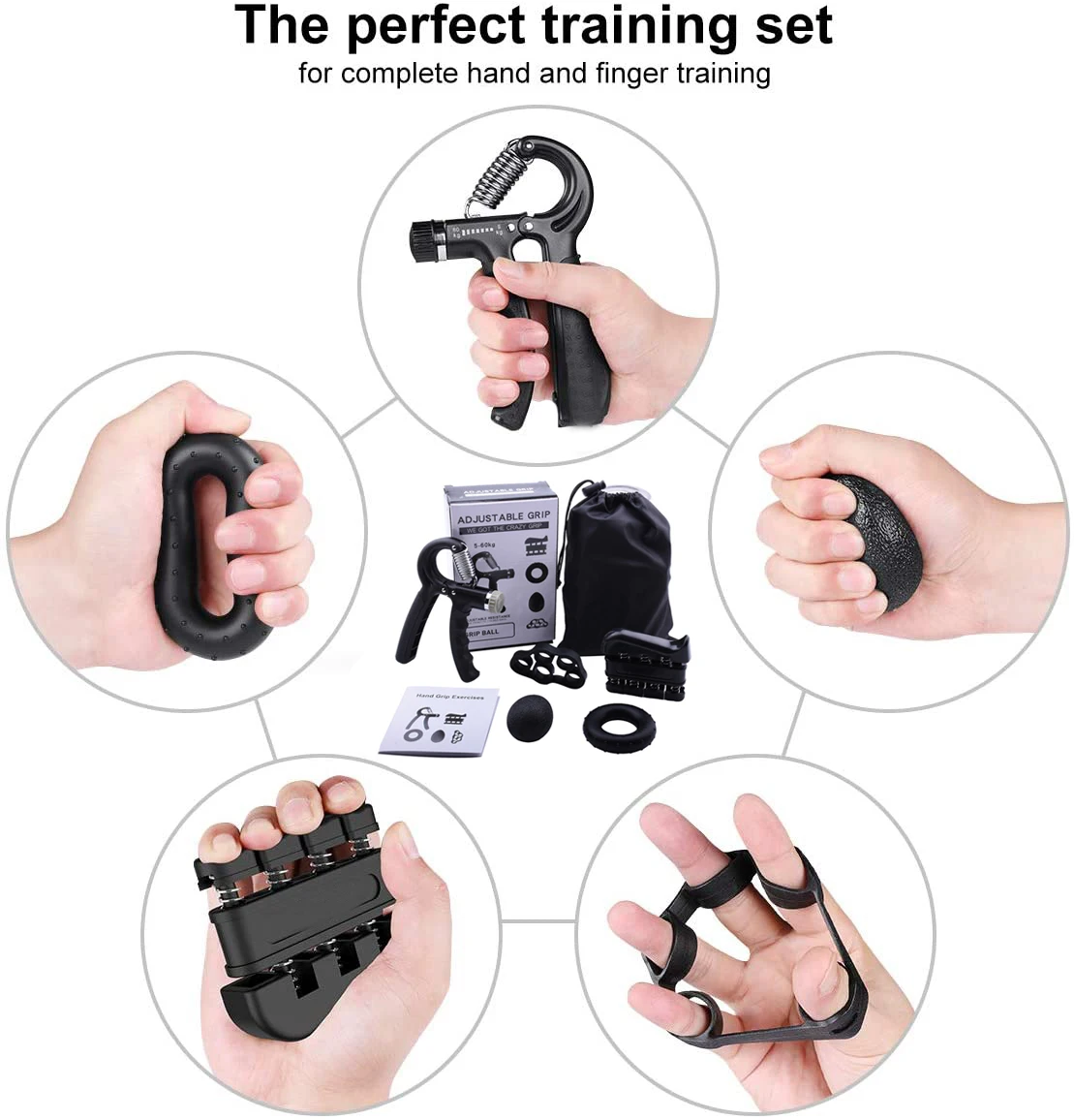 Details about   5x Hand Grip Strengthener Training Set Resistance Kit Exerciser Equipment Finger 