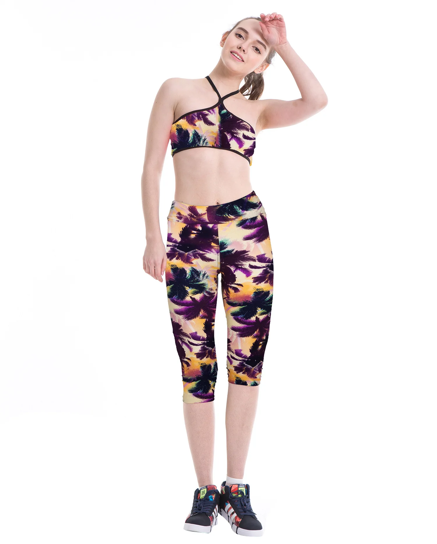 Europe and the United States trend hips slim fashion seven points printed leggings women's outdoor sports pants - Цвет: 29