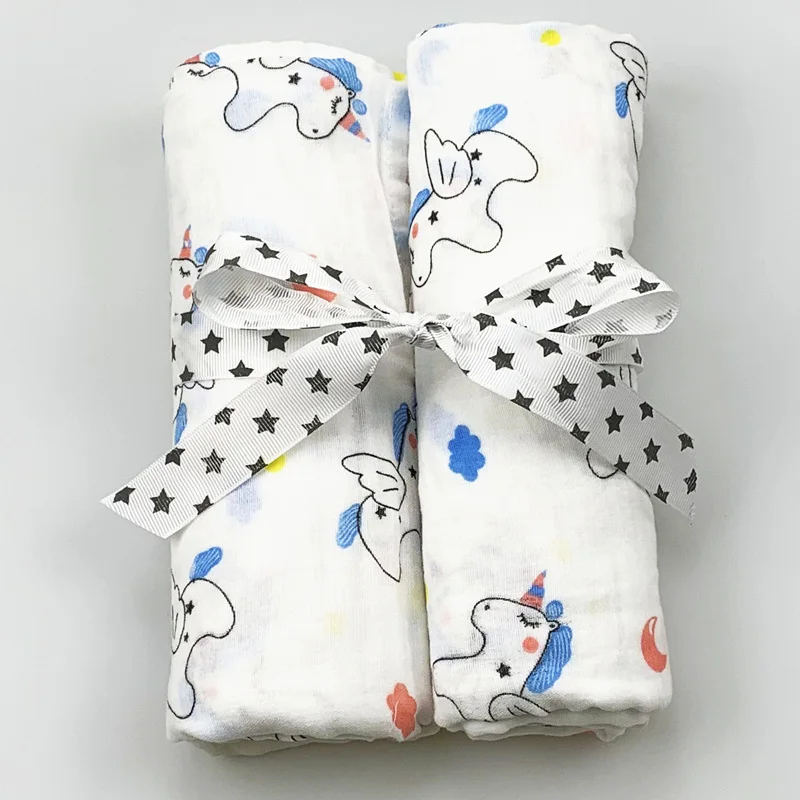 2pcs/set Newborn Baby Blanket Cotton Blanket Cartoon Pattern Multi-use Infant Stroller Cover Towel Baby Muslin Swaddle Wrap - Цвет: 1