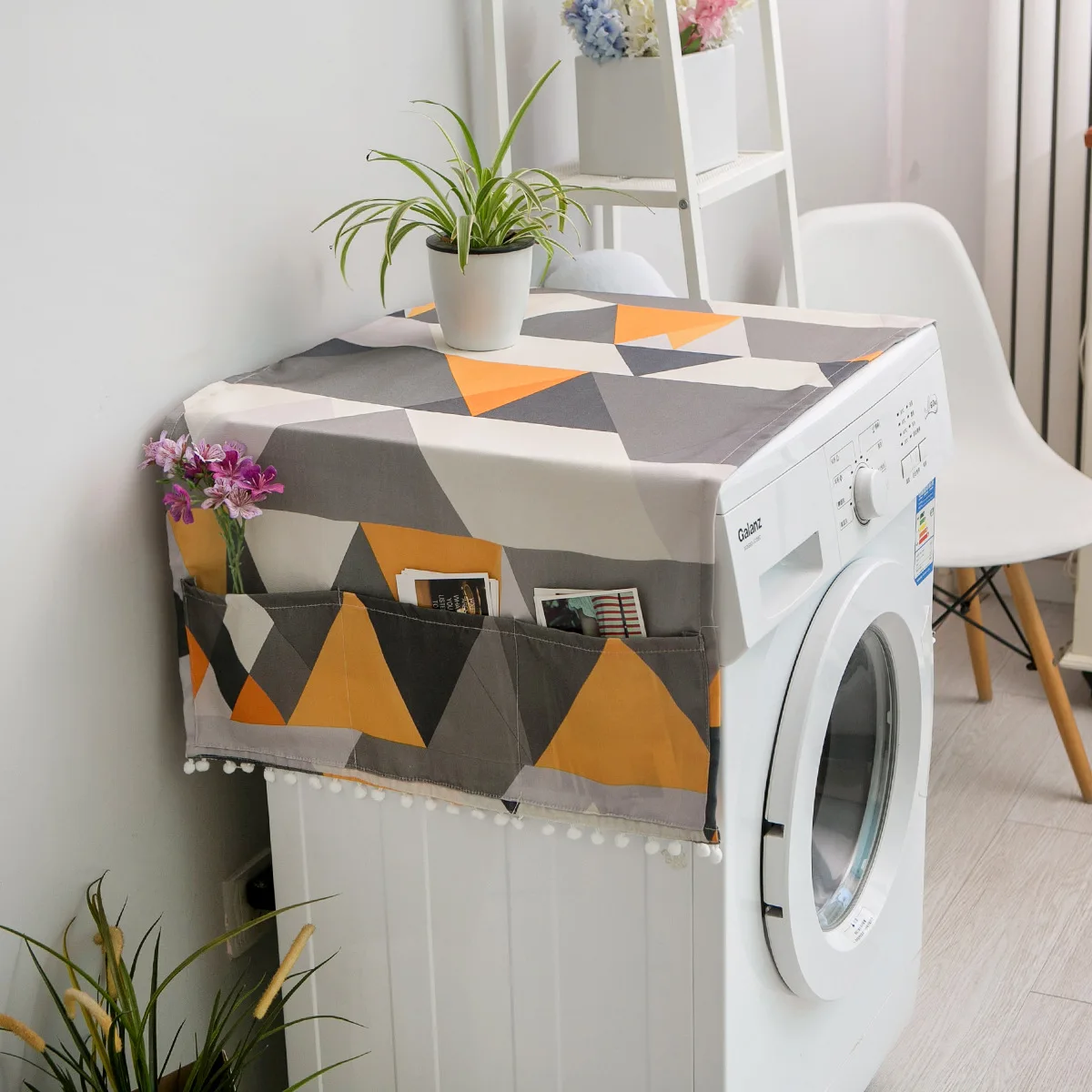 

NordicGeometryMulti-purposeCoverCloth Drum Washing Machine Bedstand Cover Cloth Single Door Refrigerator Cover Fabric Dust Cover