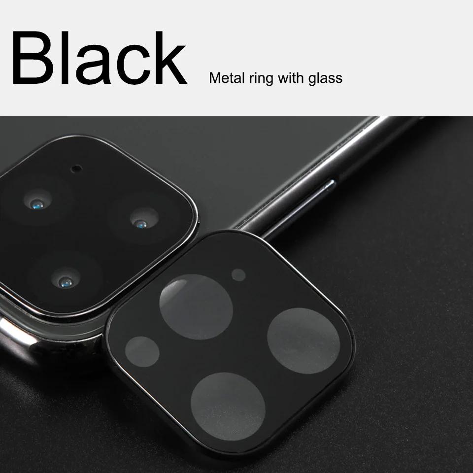 Black Металлическое кольцо, Защитное стекло для объектива для iPhone 11 Pro Max, защита для камеры, алюминиевое кольцо для объектива камеры, стекло для iPhone 11 Pro Max, Новинка - Цвет: Black
