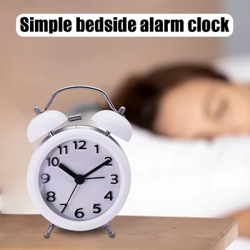 

Classic 3inch Double Metal Bell Alarm Clock Desk Table Loud Non-ticking Bedside Alarm Clock with Night Light BJStore