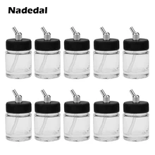 10 шт Аэрограф стеклянные бутылки с использованием двойного действия Аэрограф бутылка(банки) с 30 угловой крышкой адаптера в сборе
