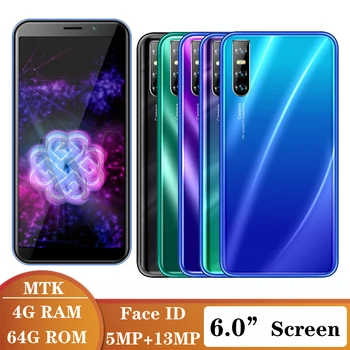 

Big Screen X2 Quad Core 13MP 4G RAM 64G ROM Original Smartphones Face ID Mobile Phone unlocked Celulars MTK Android Phones WiFi