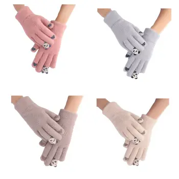 

Women Children Winter Thick Warm Knit Touchscreen Gloves Cartoon Panda Mittens 24BC