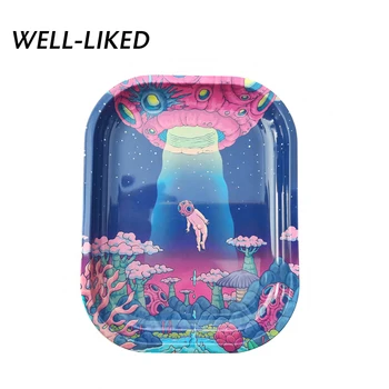 

High Quality Alien Funny Rolling Tray 180*140mm Rolling Machine Tinplate Metal Storage Tray Tobacco Holder Accessories Gifts