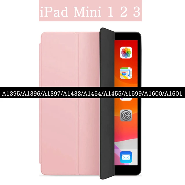 Стенд флип чехол для Apple Ipad Mini 1 2 3 4 5 7,9 дюймов A2124 A2125 A2126 из искусственной кожи на магните чехол с автоматическим включением и/Sleep(Пробуждение/спящий режим) Smart Cover - Цвет: Rose Red