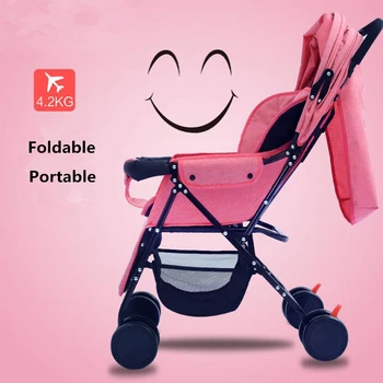 

Baby Stroller 3 in 1 Portable Foldable Strollers Pram for Newborns High Landscape Four-wheel Kids Carriage Travel Buggy Stroller