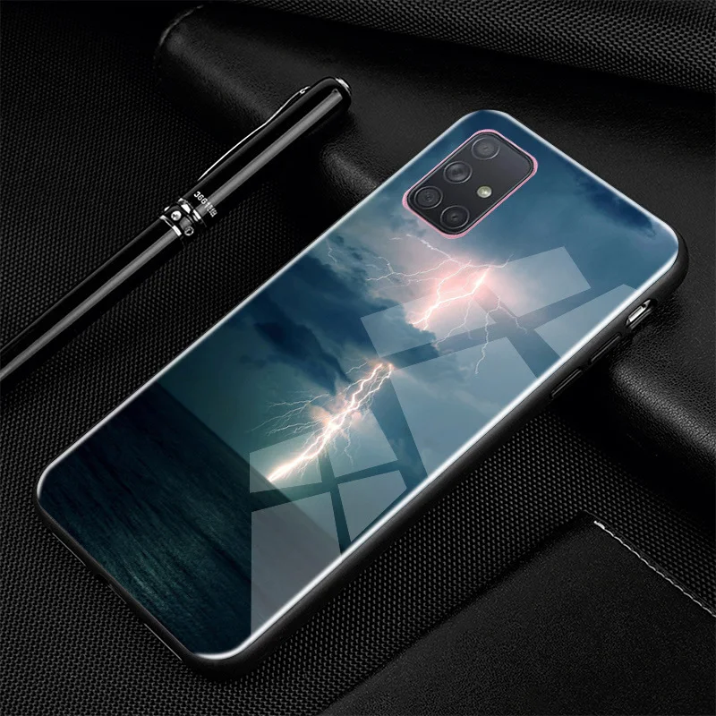 05 Для samsung A71 чехол A51 Жесткий PC стеклянный чехол для телефона черный бампер чехол для samsung Galaxy A51 A71 чехол из закаленного стекла A515F - Цвет: 05