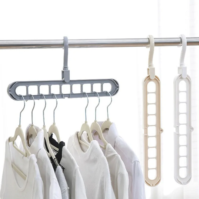 

Multi-port Support Circle Clothes Hanger Magic Drying Racks Scarf Storage Shelf 9 Holes PP Cabinet Hanger For Clothes