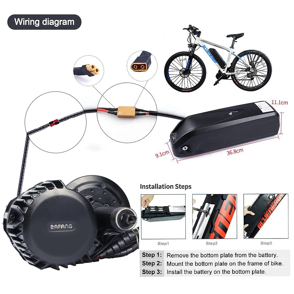 Набор для переоборудования Ebike Bafang BBSHD BBS03 48/52 в 1000 Вт средний мотор с литиевой
