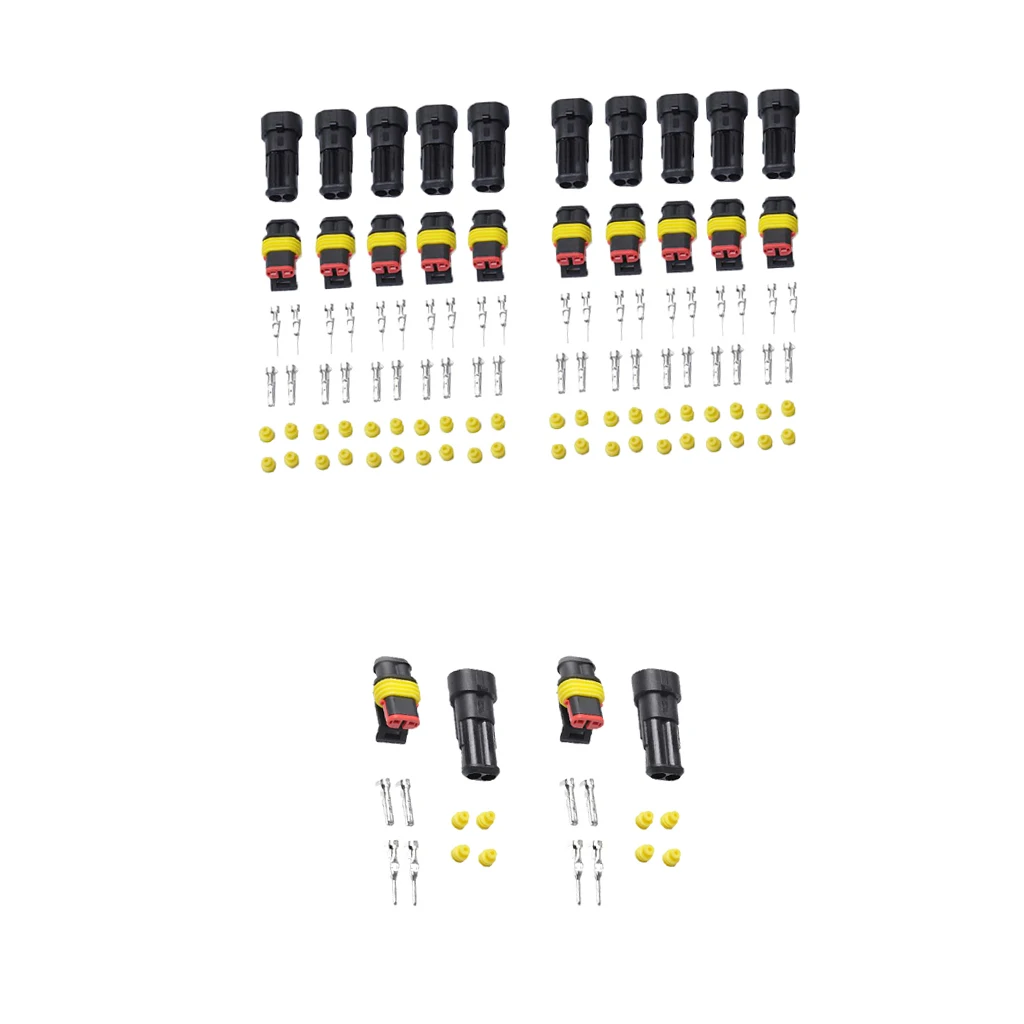 12 Sets 2 Pin Sealed Waterproof Electrical Wire Connector Plug Terminal