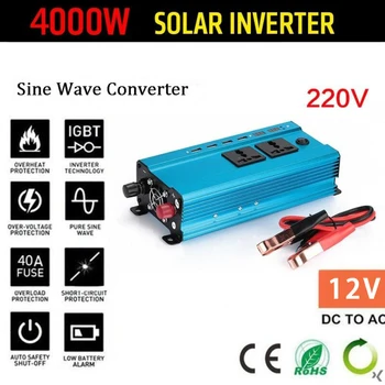 

Aluminum Alloy Car Solar Power Inverter 4000W LED 12V DC To 220V AC Sine Wave Converter High Quality