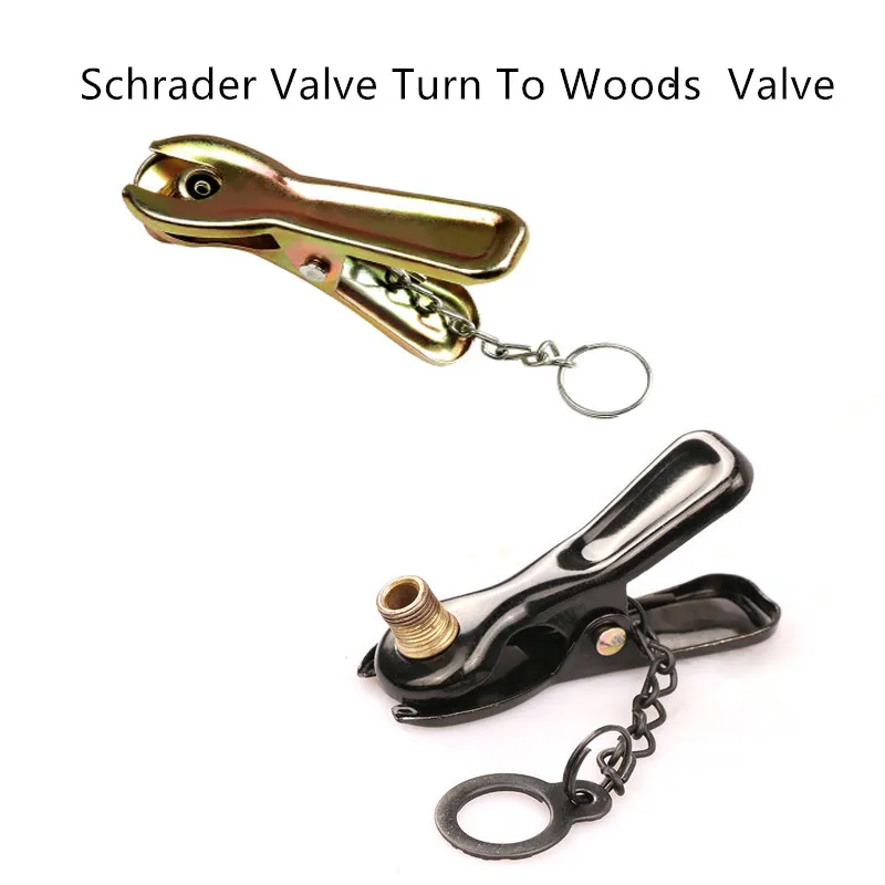 2 styles Bicycle Pump Valve Adapter Conversion Clip Schrader Turn To Woods Metal Gas Nozzle |
