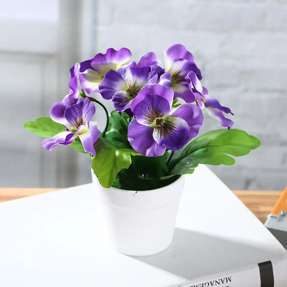 

1Pc Artificial Flower Pansy Plant Vibrantly Colored No fading Bonsai Home Office Realistic Beautiful Garden Desk Party Decor