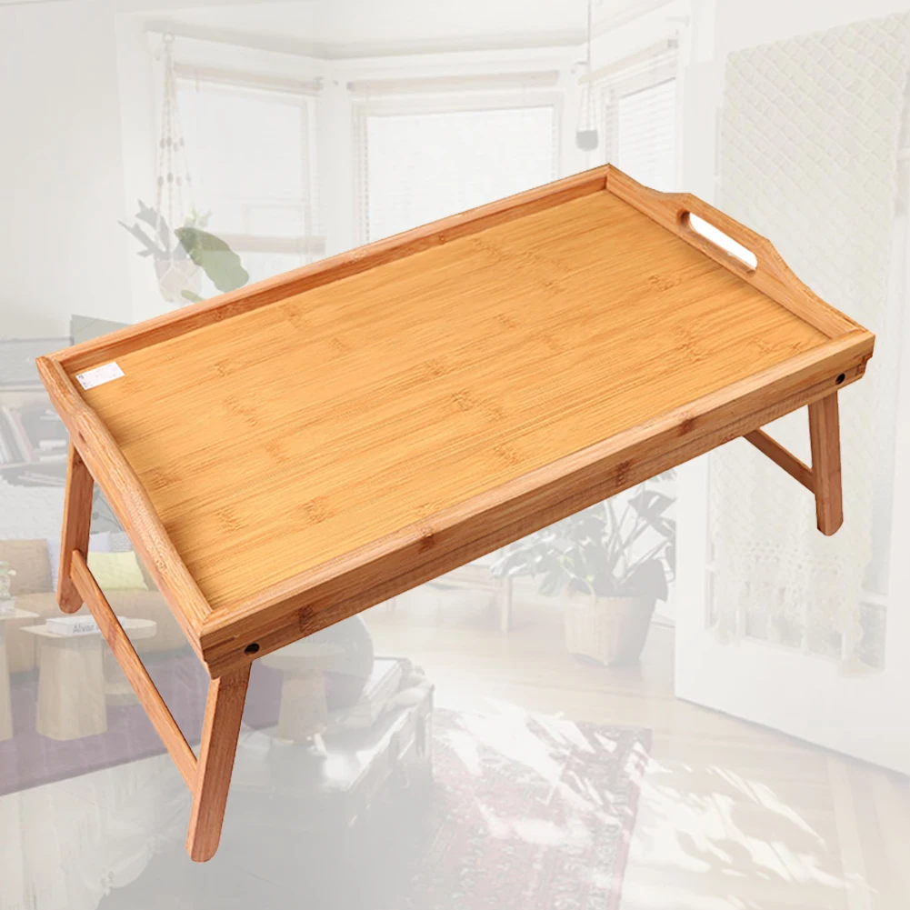 Многоцелевой портативный деревянный складной стол для ноутбука, Домашний детский стол для рисования, для завтрака, чтения, твердый столик для кровати