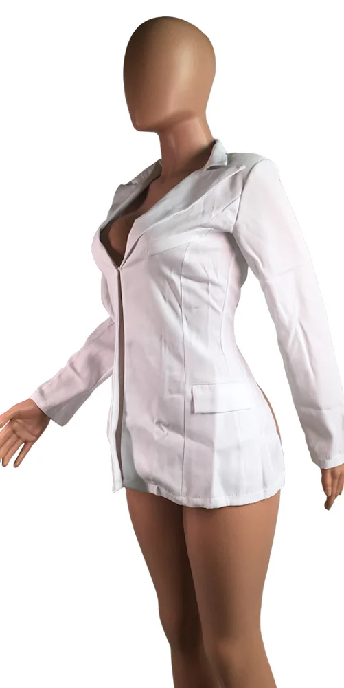 Echoine сексуальный женский Блейзер, осенний пиджак с длинным рукавом, верхняя одежда, Клубные наряды, белый блейзер, женское сексуальное пальто
