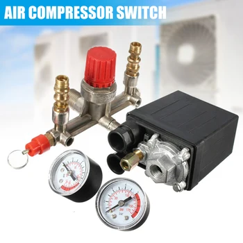

Air Compressor Pressures Switch Control Valves Manifold Regulator Gauge TN99