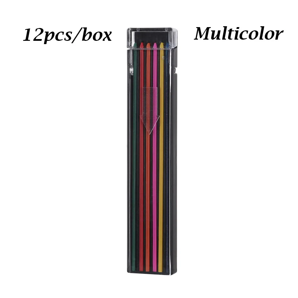 Multicolor 12 шт./кор. 2B Цветной Карандаш свинец 2 мм набор механических карандашей заправка художественный эскиз гладкая авторучка Заправка для рисования и письма инструменты - Цвет: Multicolor
