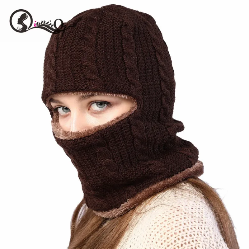 Ветрозащитные шапочки Skullies для мужчин и женщин, маска для лица, осенне-зимняя вязаная шапка из дышащего флиса, одноцветная шапка