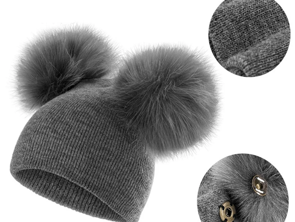 baby glasses Winter Warm Children Knitted hat Toddler Kids Baby Wool Hat Knit Beanie Cap Windproof Big Pompom Baby Boys Girls Fur Pom Pom Hat Baby Accessories