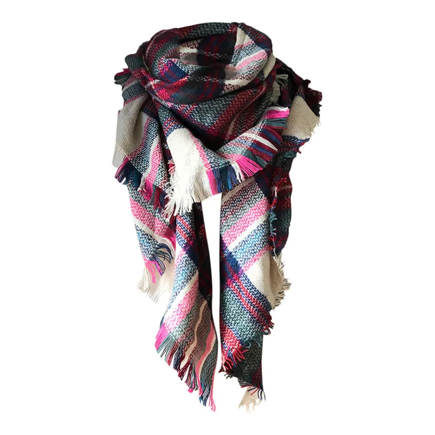 Женская теплая длинная шаль, цветной шарф, повседневный шарф, двусторонний, в клетку, большой, для девушек, зима, осень, платок, Femme, роскошные шарфы, 30