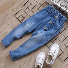 Pls-k030 детская одежда; детские брюки; коллекция года; сезон осень; стиль; три пряжки; кружевные джинсы для девочек; брюки