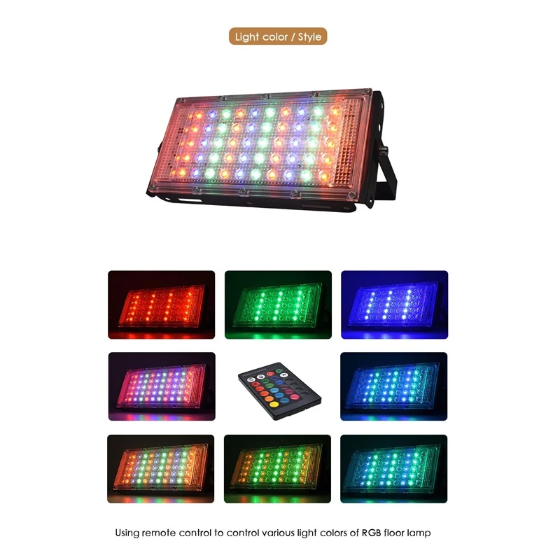 100W RGB Led прожектор светильник отражатель Projecteur напольный светильник Водонепроницаемый Ip65 Foco светодиодный внешний AC85-265V