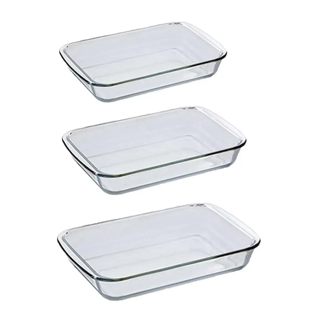 

3Size Rectangle Tempered Glass Non-Stick Baking Pan Kitchen Storage Box Cake Mould Dish Bread Dish Plate Storage Tray Bakeware