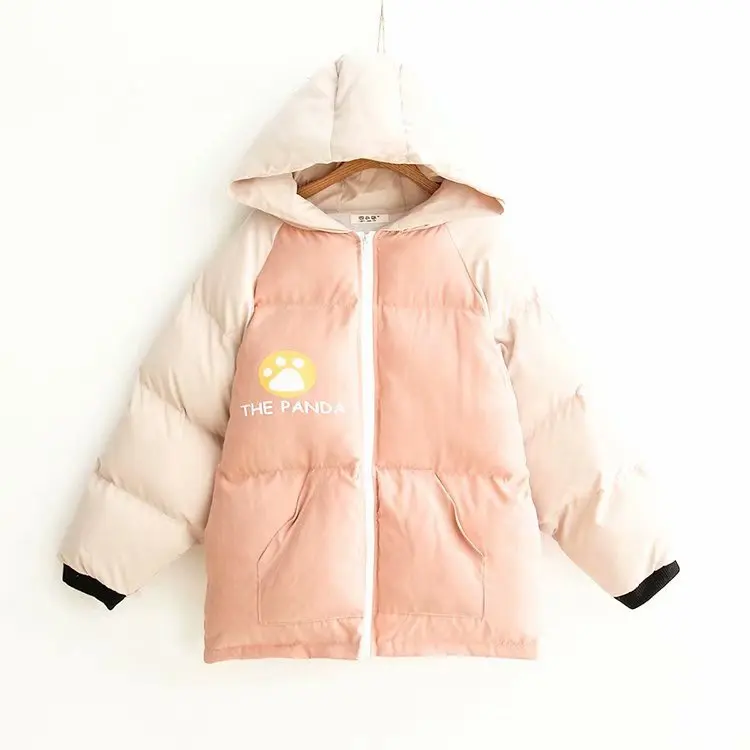 

Fall And Winter Clothes New Style Mixed Colors Panda Raglan Sleeve down Feather Cotton Jacket Suede Hooded Cotton-padded Clothes