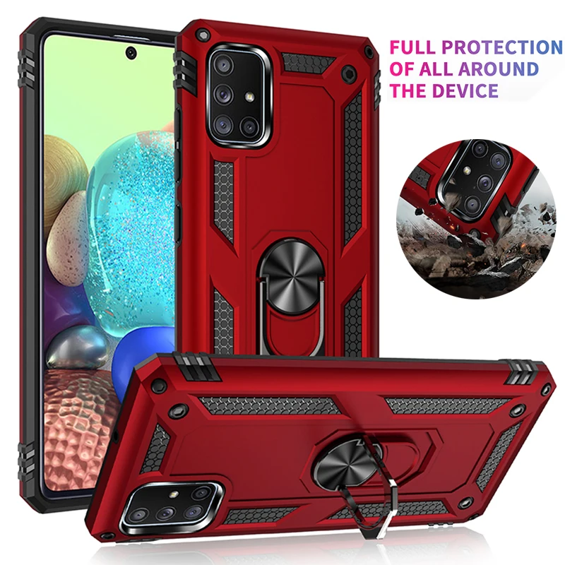 Armor Bumper Shockproof Phone Case For Samsung Galaxy A20e A51 A50 A40 A30 S A20 A10e A01 A20s A70 s Finger Ring Kickstand Cover | Мобильные