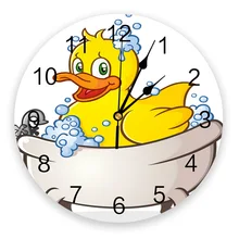 Желтые настенные часы из ПВХ с уткой для купания, современный дизайн, домашний декор, для спальни, бесшумные часы Oclock, настенные часы для гостиной