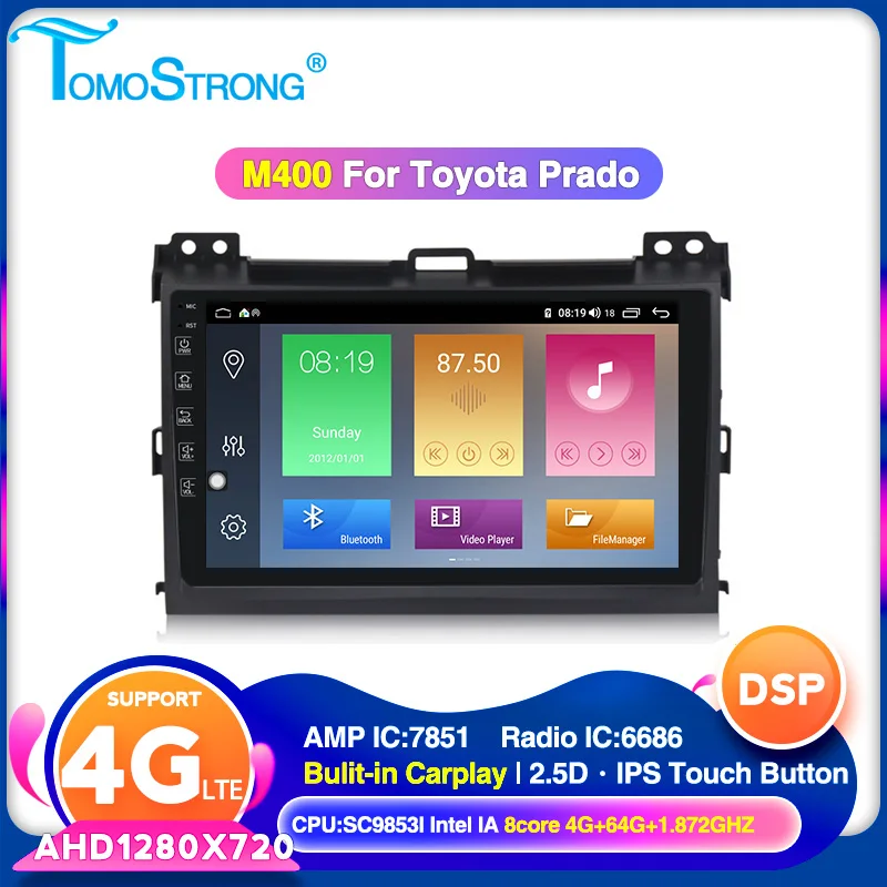 Автомобильный мультимедийный плеер TOMOSTRONG M400 2din Android 10 Wi-Fi Bluetooth для Toyota Land Cruiser Prado 3