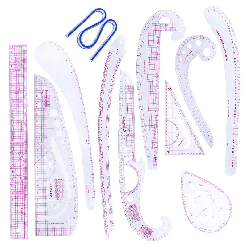 Miusie 11pcs Sewing Ruler Sleeve Arm French Curve Ruler Set Yardstick Cutting Rulers For Sewing