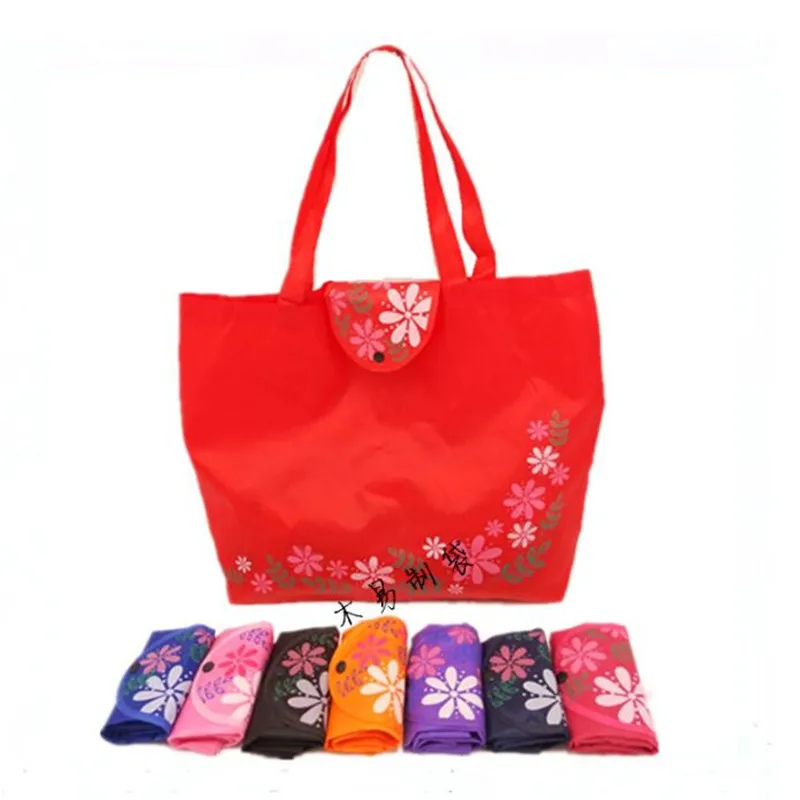 

1PC Reusable Foldable Shopping Bags Flower Print Eco Totes Grocery Bag Women Oxford Fabric Shoulder Bags